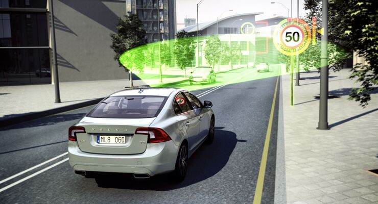 Volvo V60 Modelljahr 2014
Assistenzsysteme Fahrerassistenz Sicherheit Tempolimitwarner Verkehrsschilderkennung
